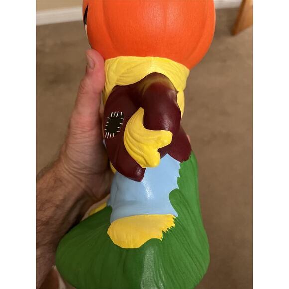 Vintage 13" Yozie Mold Ceramic Painted Pumpkin Head Scarecrow Halloween Decor - Picture 12 of 16